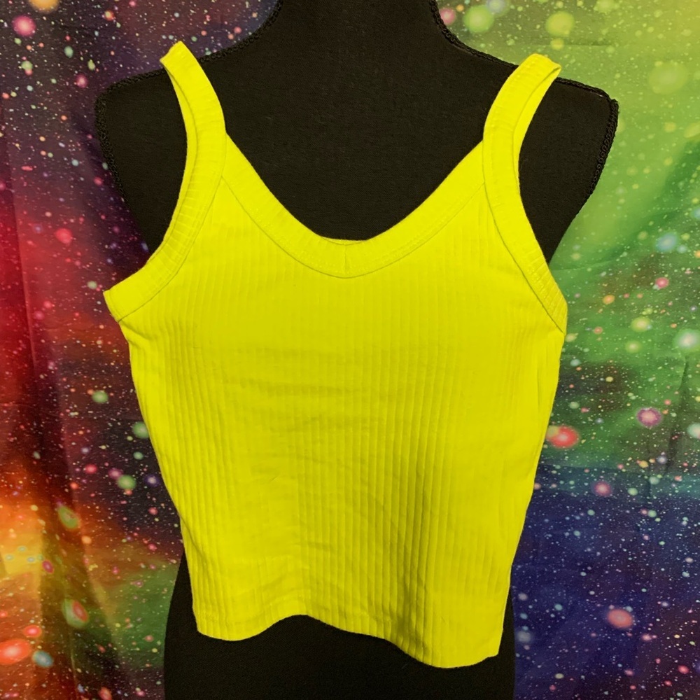 Wild Fable Yellow Ribbed Crop Tank Top